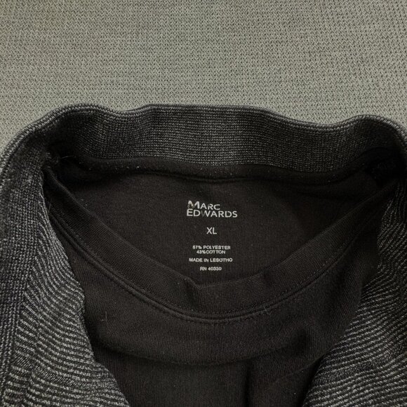 Marc Edwards Polo Shirt Long Sleeve Mens Size XL Mock Tee Charcoal Gray Stripes - Picture 6 of 12